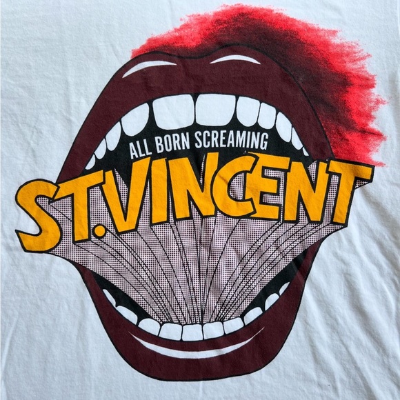 St. Vincent All Born Screaming white t-shirt size Small Comfort Colors - Picture 2 of 4